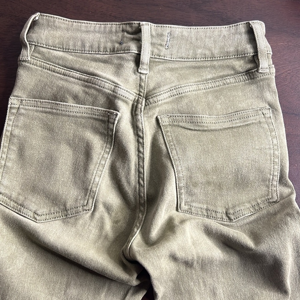 Free People We The Free Olive Green Raw Hem High Waist Skinny Jeans EUC - Picture 5 of 9